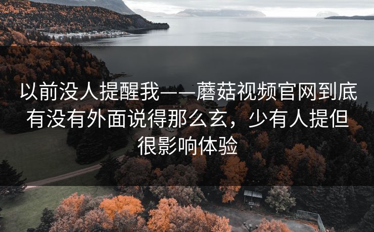 以前没人提醒我——蘑菇视频官网到底有没有外面说得那么玄，少有人提但很影响体验