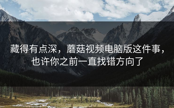 藏得有点深，蘑菇视频电脑版这件事，也许你之前一直找错方向了