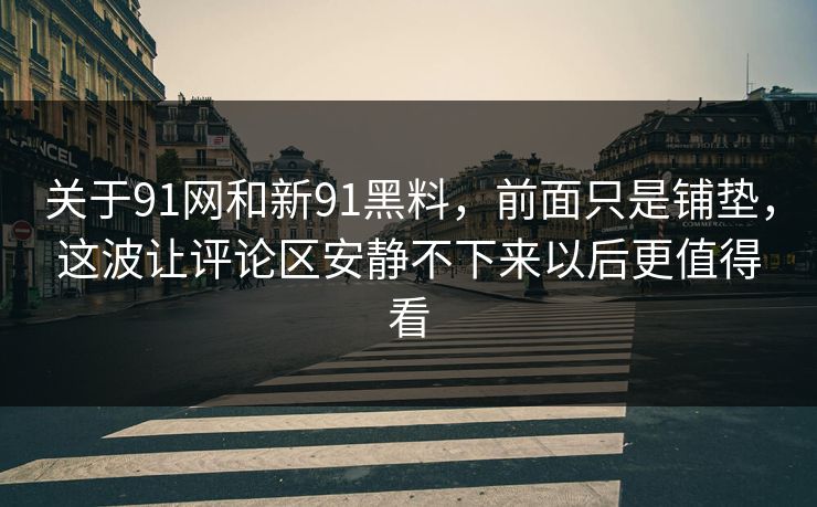 关于91网和新91黑料，前面只是铺垫，这波让评论区安静不下来以后更值得看